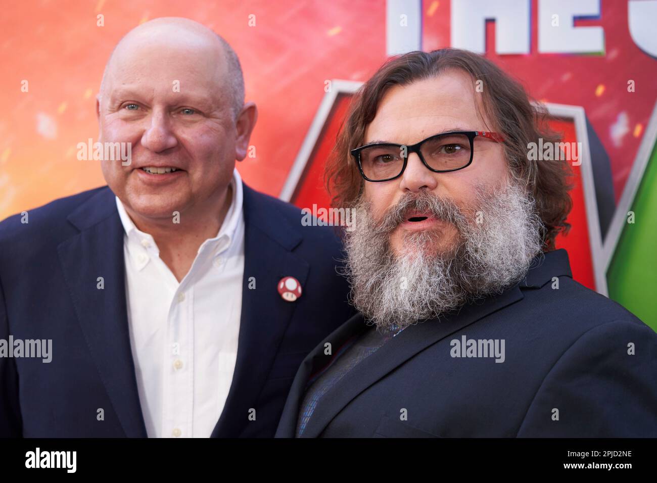 Chris Meledandri, left, and Jack Black arrive at the premiere of "The