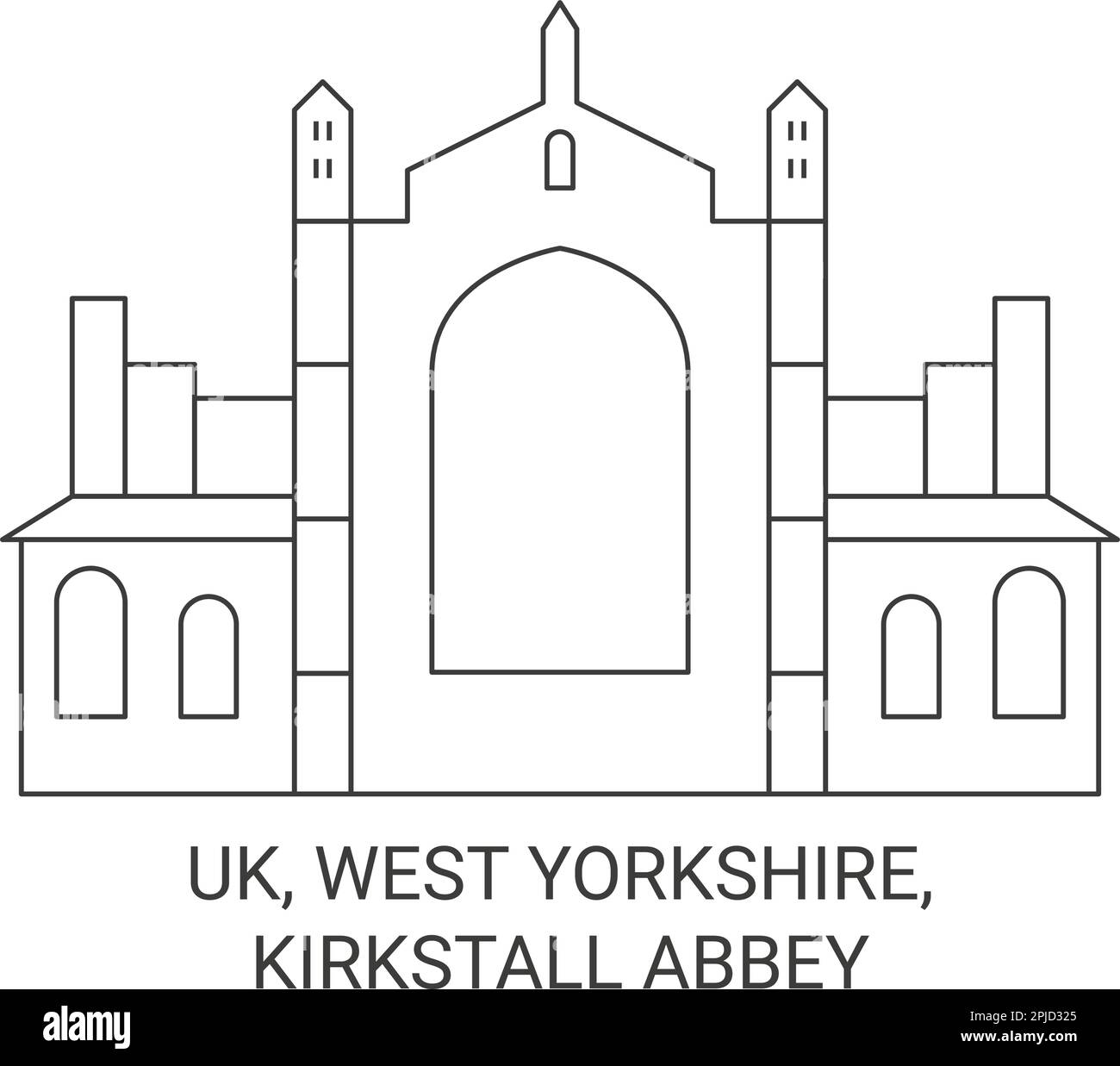 Uk, West Yorkshire, Kirkstall Abbey travel landmark vector illustration Stock Vector