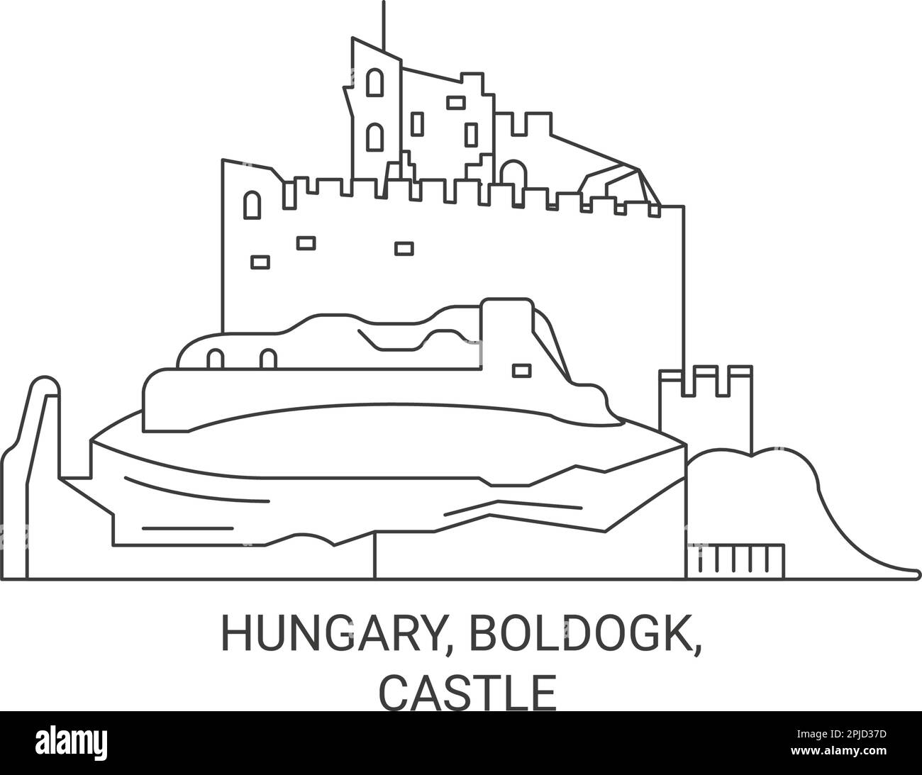 Hungary, Boldogk, Castle travel landmark vector illustration Stock ...