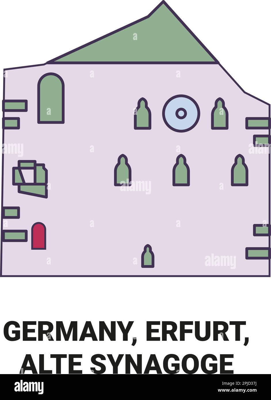 Germany, Erfurt, Alte Synagoge travel landmark vector illustration Stock Vector