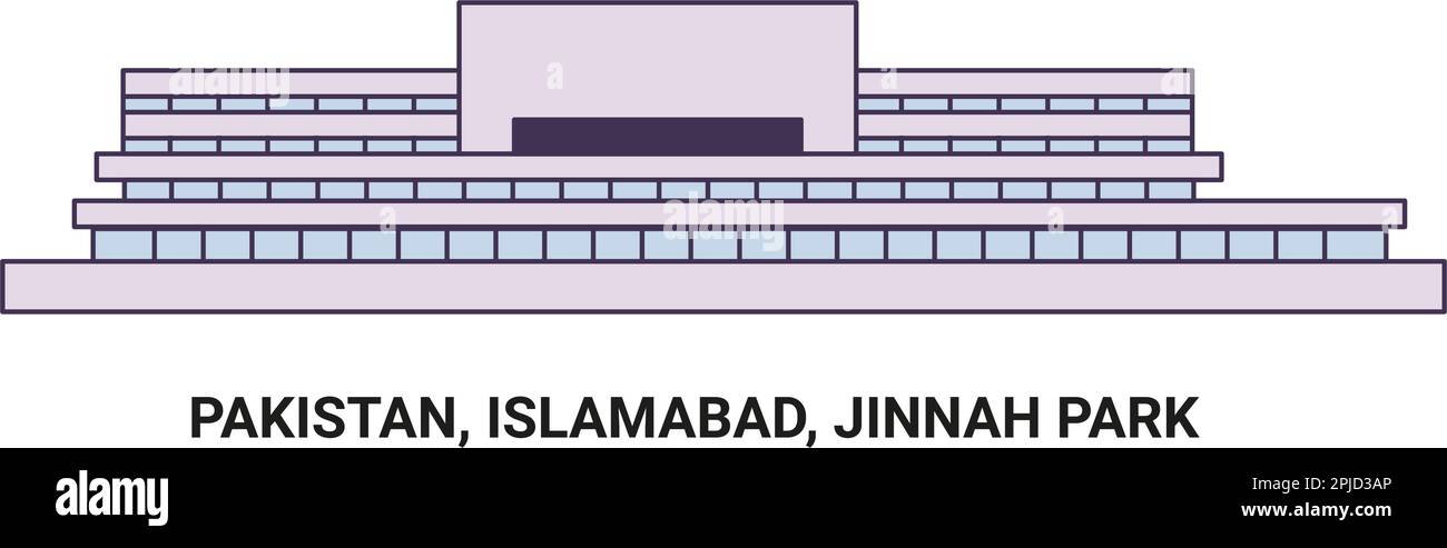 Pakistan, Islamabad, Jinnah Park, travel landmark vector illustration Stock Vector