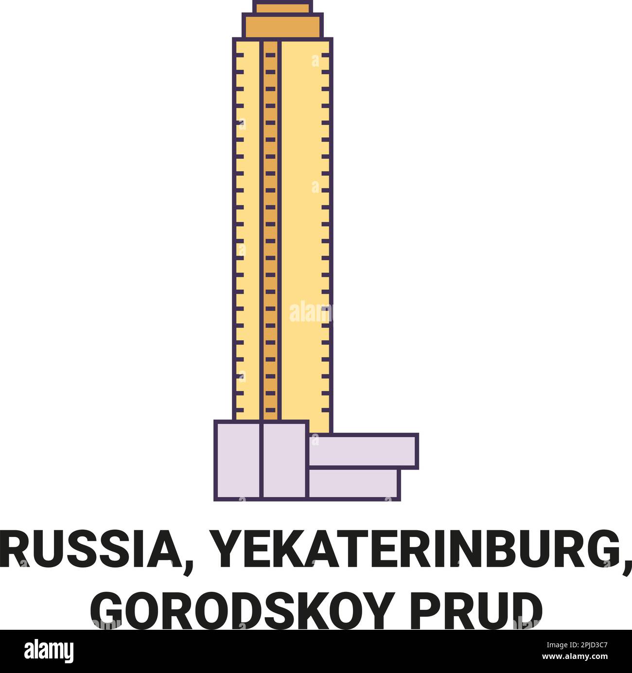 Russia, Yekaterinburg, Gorodskoy Prud travel landmark vector illustration Stock Vector