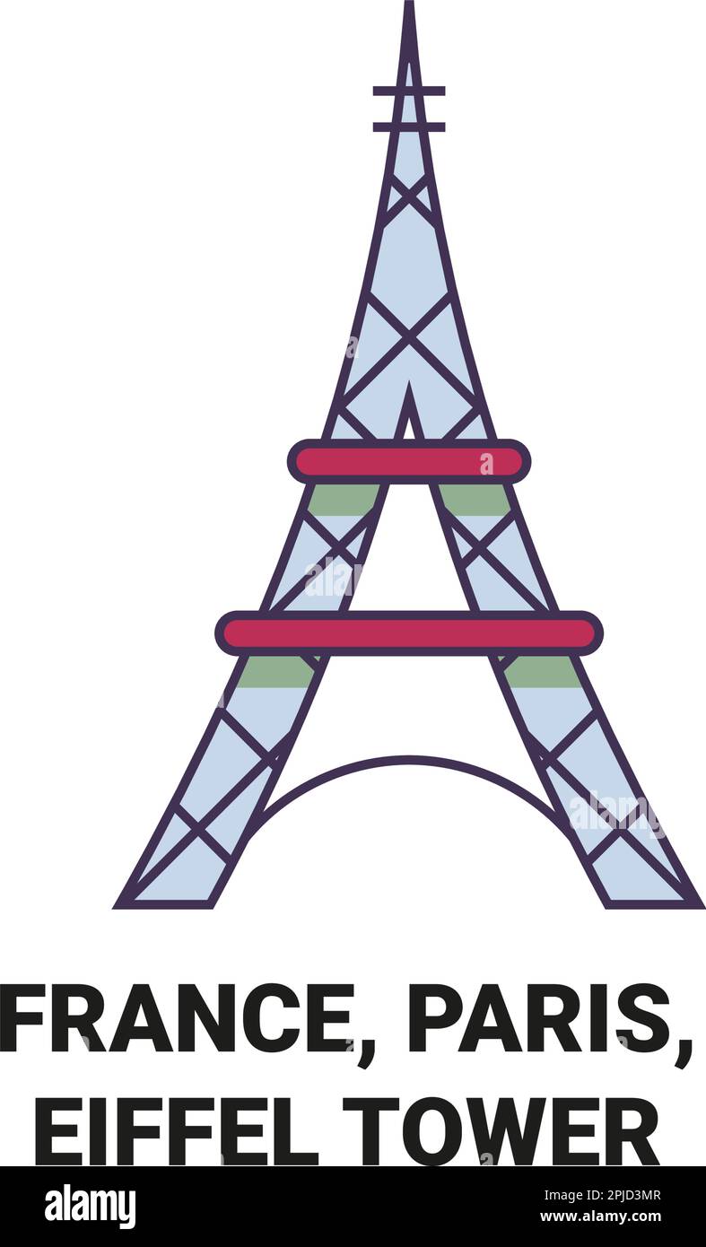 France, Paris, Eiffel Tower travel landmark vector illustration Stock Vector