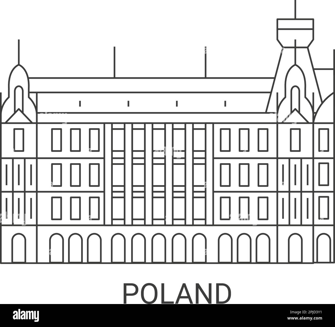 Poland, D, travel landmark vector illustration Stock Vector