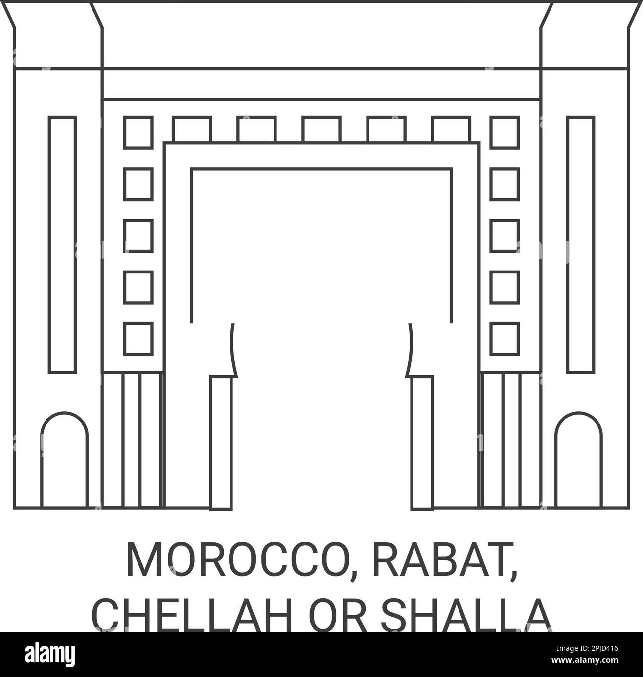 Morocco, Rabat, Chellah Or Shalla travel landmark vector illustration Stock Vector