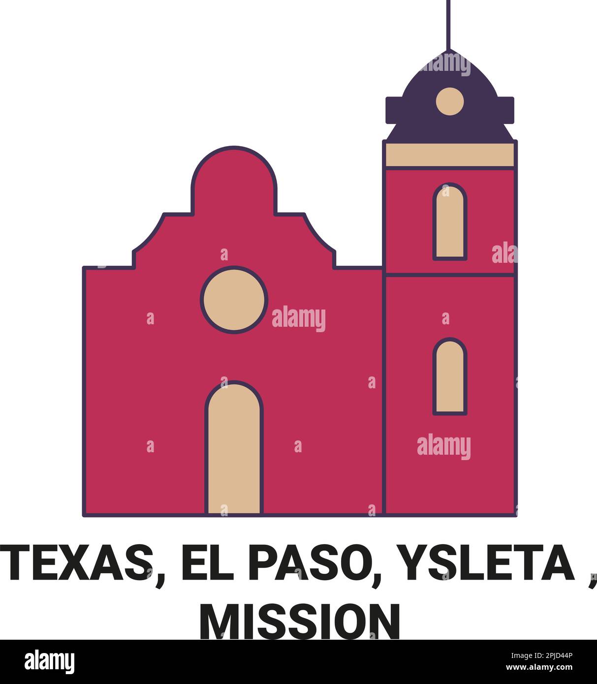 United States, Texas, El Paso, Ysleta , Mission travel landmark vector