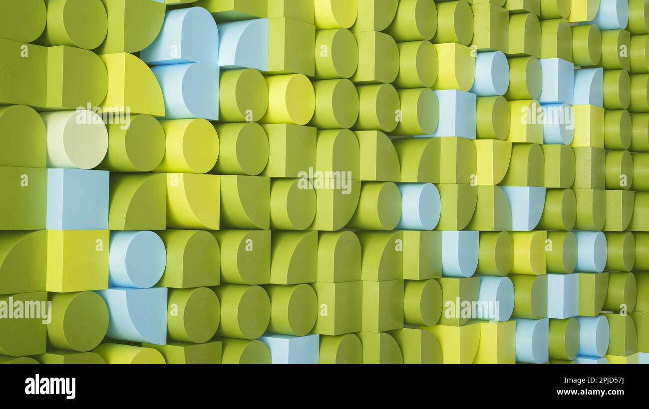 Wall from three-dimensional geometric forms. Bauhaus style. Stock Photo