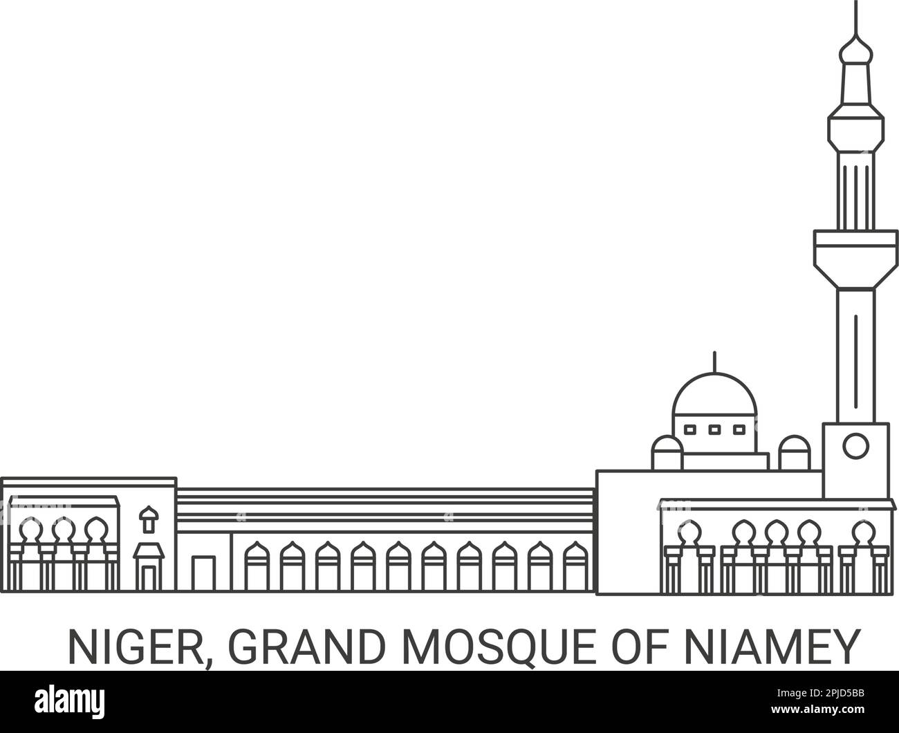 Niger, Grand Mosque Of Niamey, travel landmark vector illustration