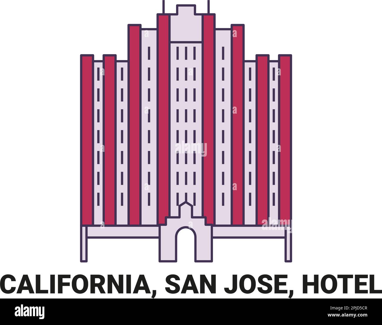 United States California San - United States California San Jose Hotel Travel Landmark Vector Illustration 2PJD5CR