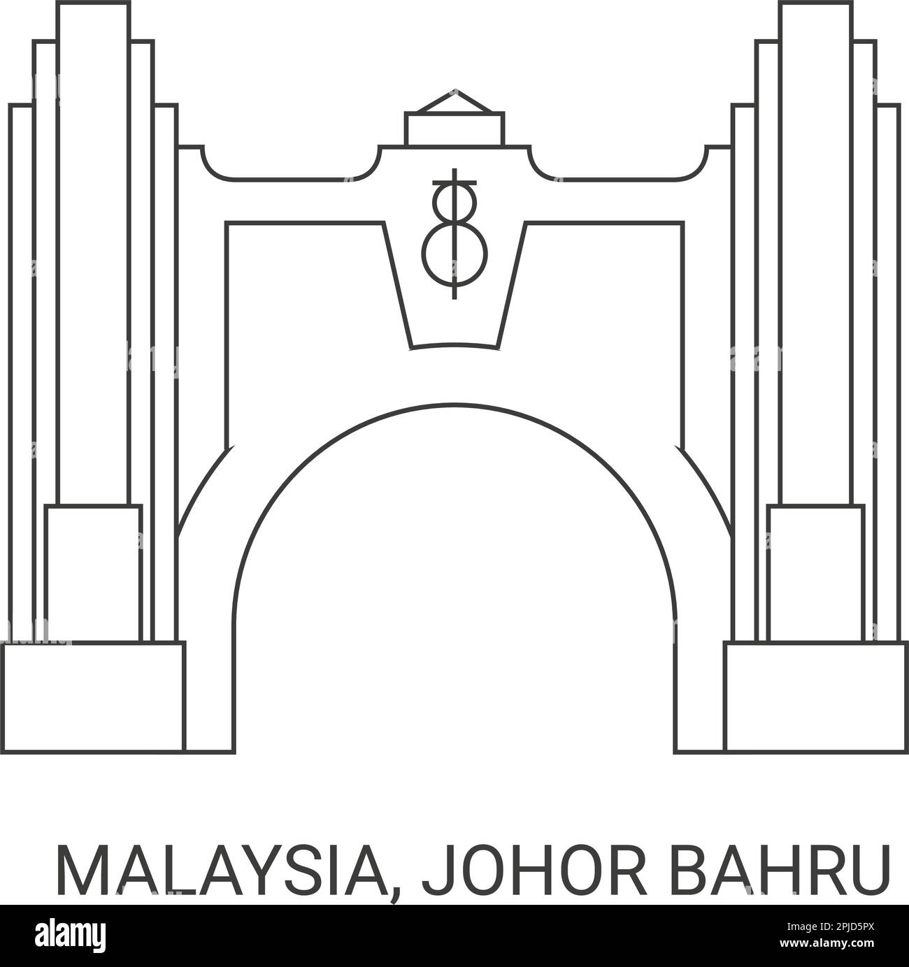 Malaysia, Johor Bahru travel landmark vector illustration Stock Vector ...