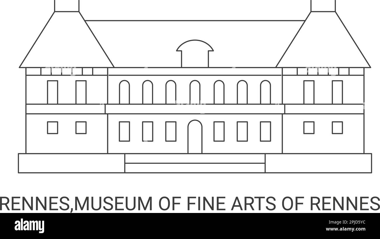 France, Rennes,Museum Of Fine Arts Of Rennes, travel landmark vector illustration Stock Vector