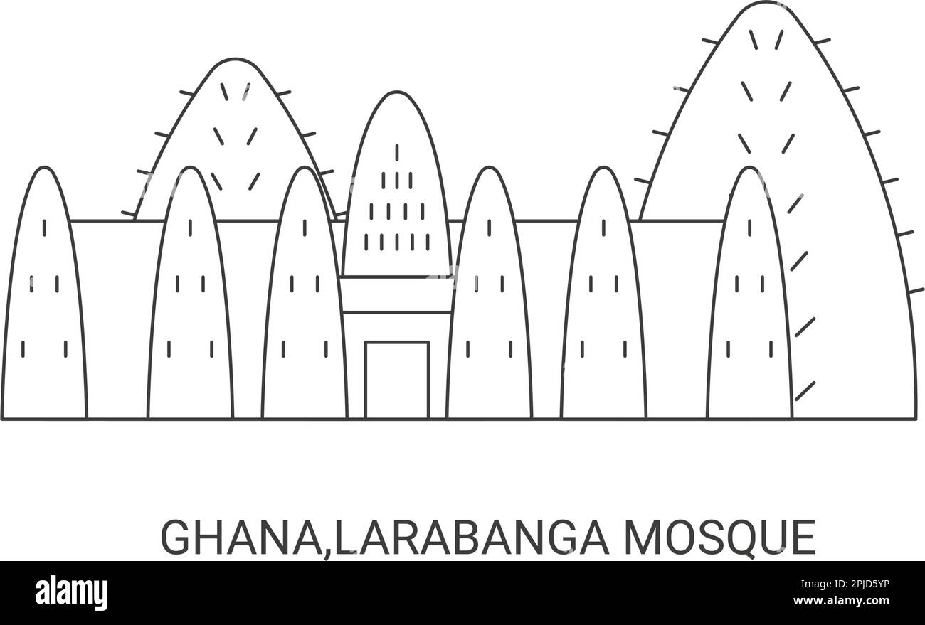 Ghana,Larabanga Mosque, travel landmark vector illustration Stock Vector
