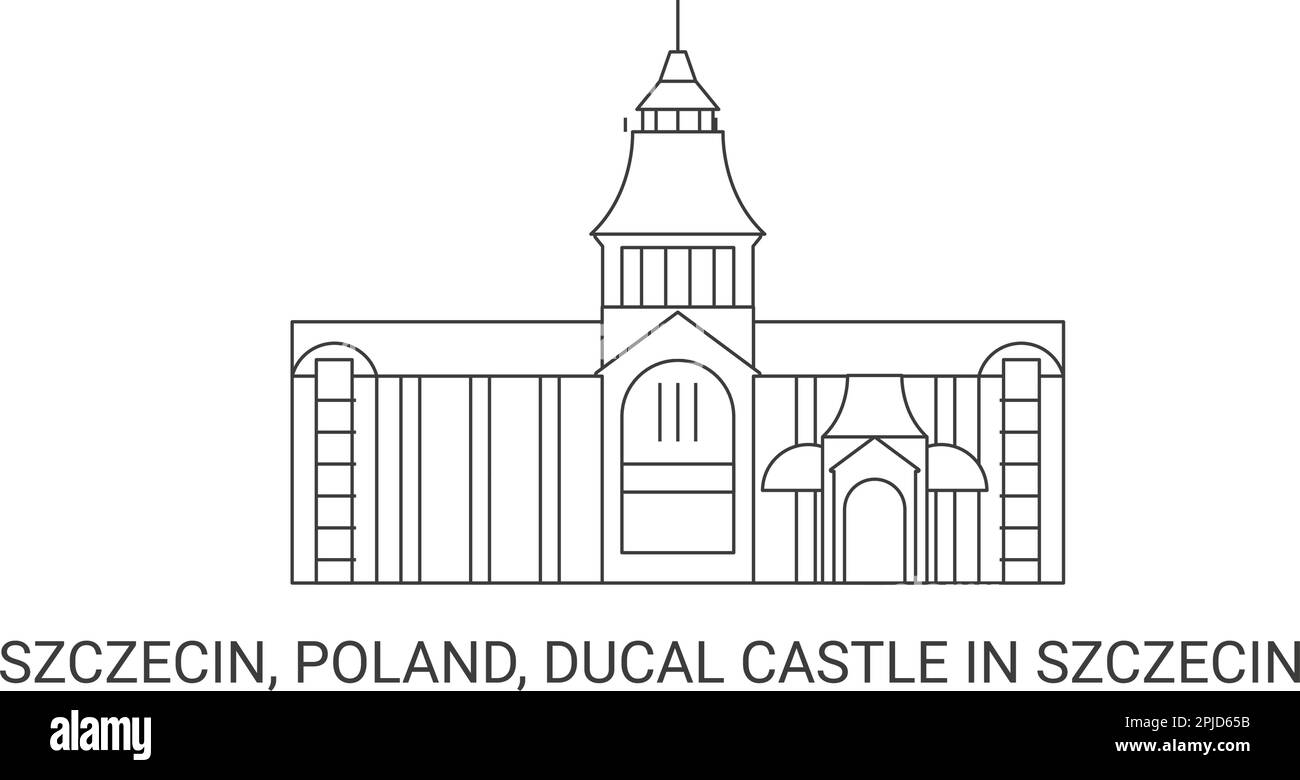 Poland, Szczecin, Ducal Castle In Szczecin, travel landmark vector illustration Stock Vector