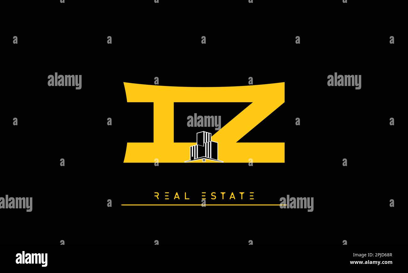 Real Estate letters Initials Monogram logo IZ , ZI Stock Vector