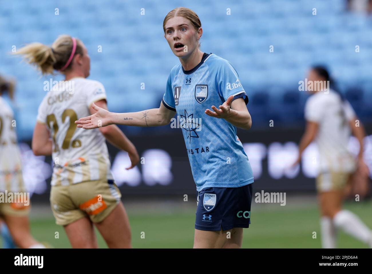 Cortnee Vine of Sydney FC reacts to the referee during the match