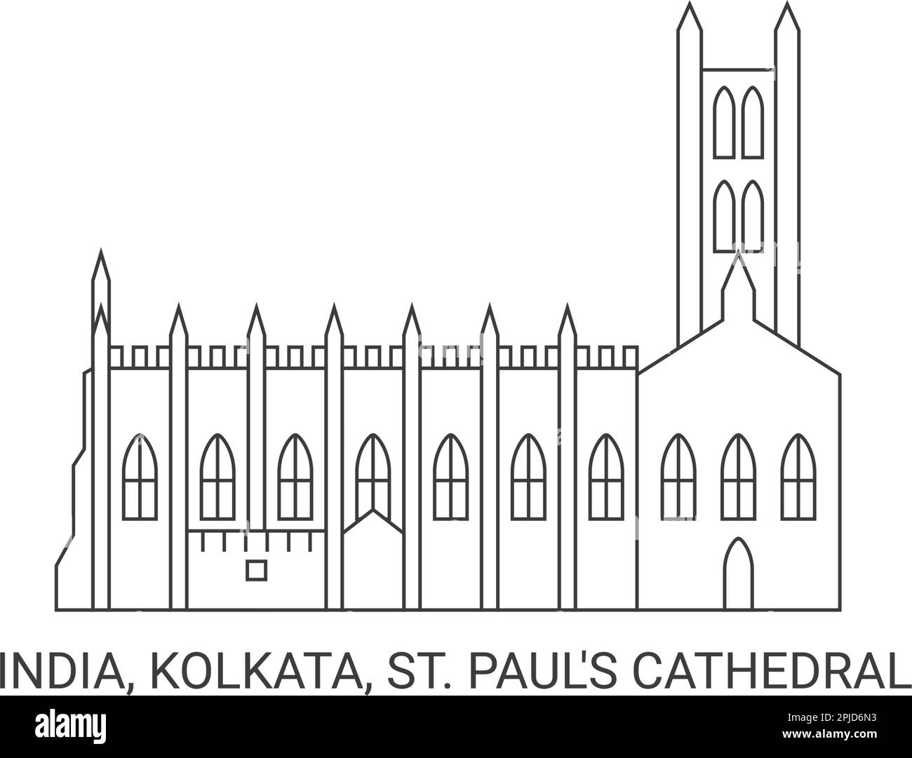 India, Kolkata, St. Paul's Cathedral, travel landmark vector