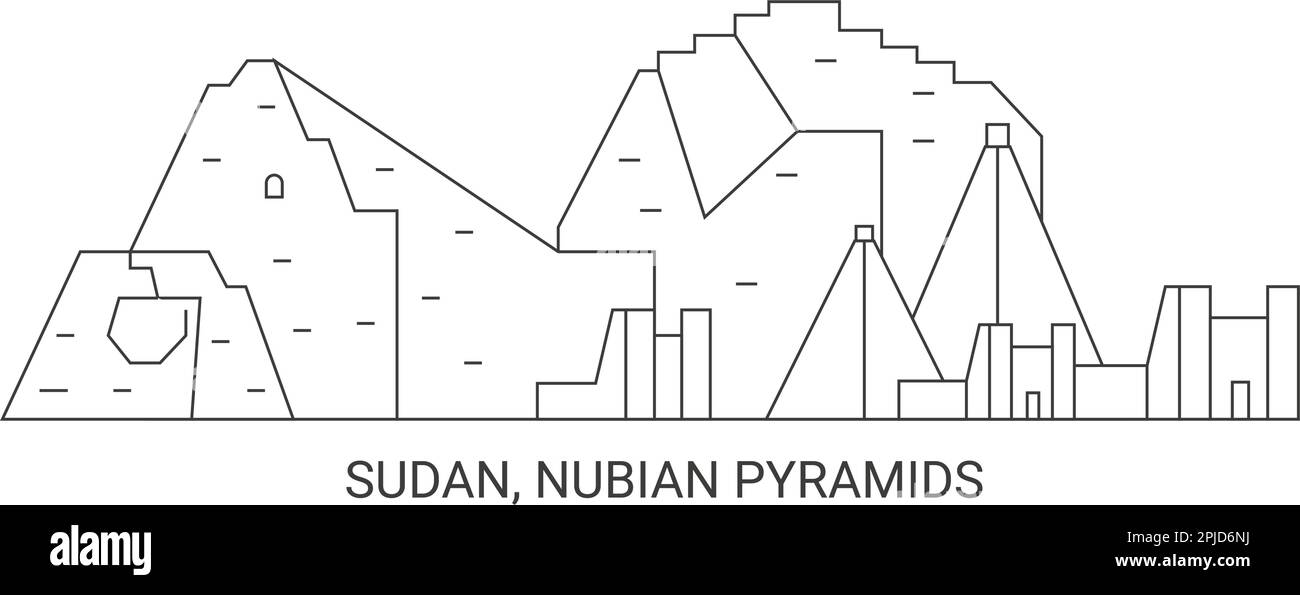 Sudan, Nubian Pyramids, travel landmark vector illustration Stock