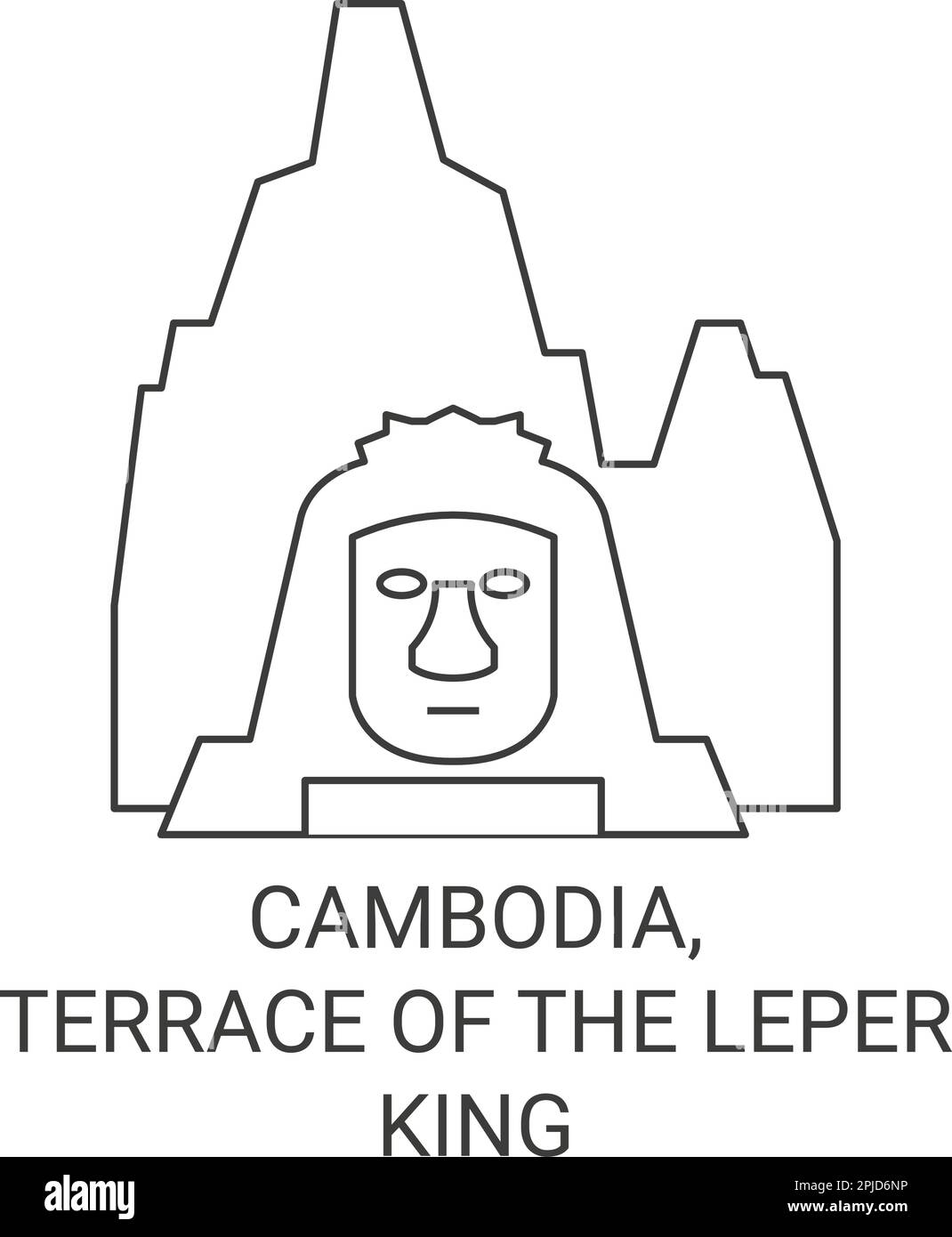 Cambodia, Terrace Of The Leper King travel landmark vector illustration Stock Vector