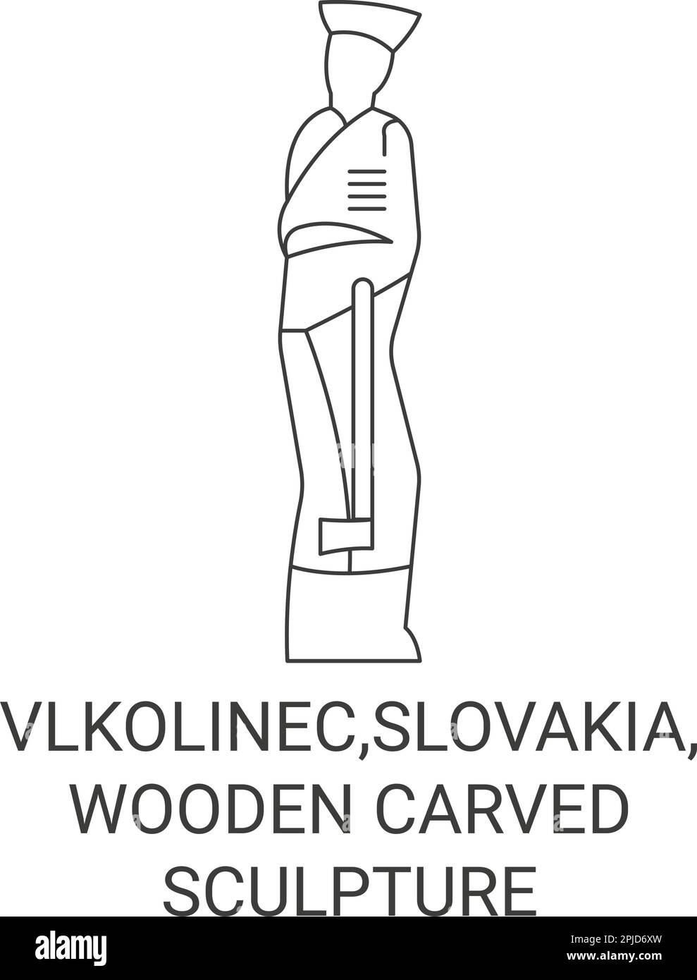 Slovakia, Wooden Carved Sculpture travel landmark vector illustration Stock Vector