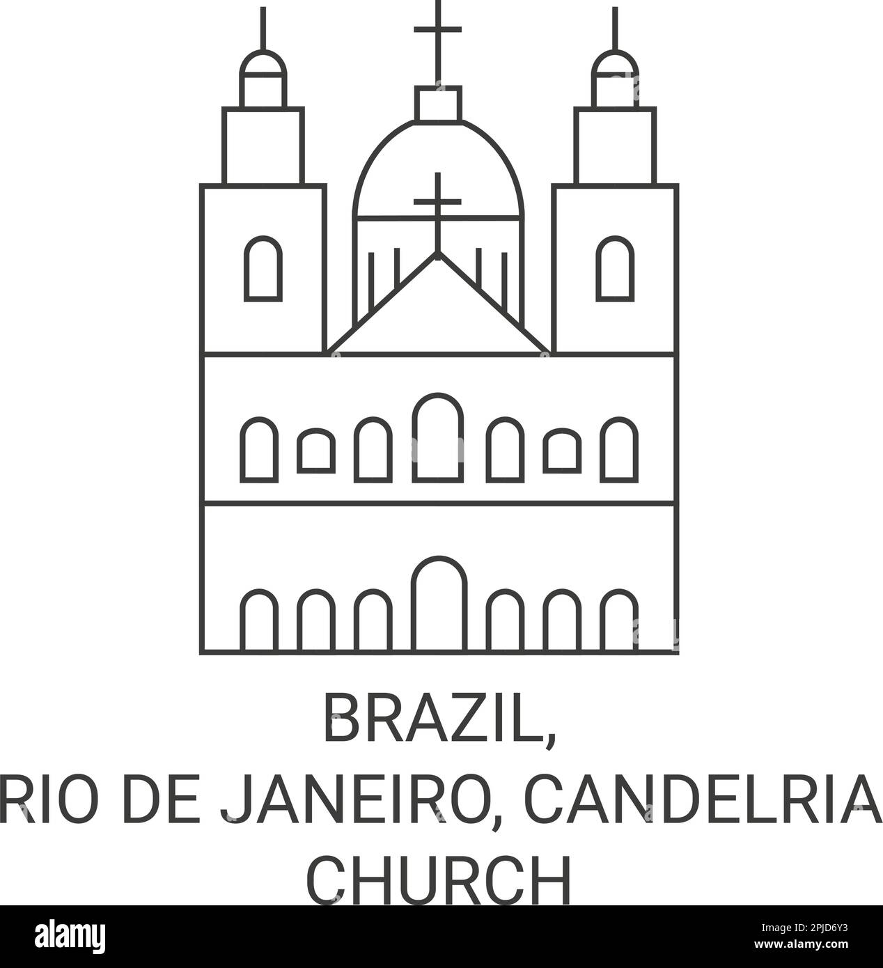 Brazil, Rio De Janeiro, Candelria Church travel landmark vector illustration Stock Vector