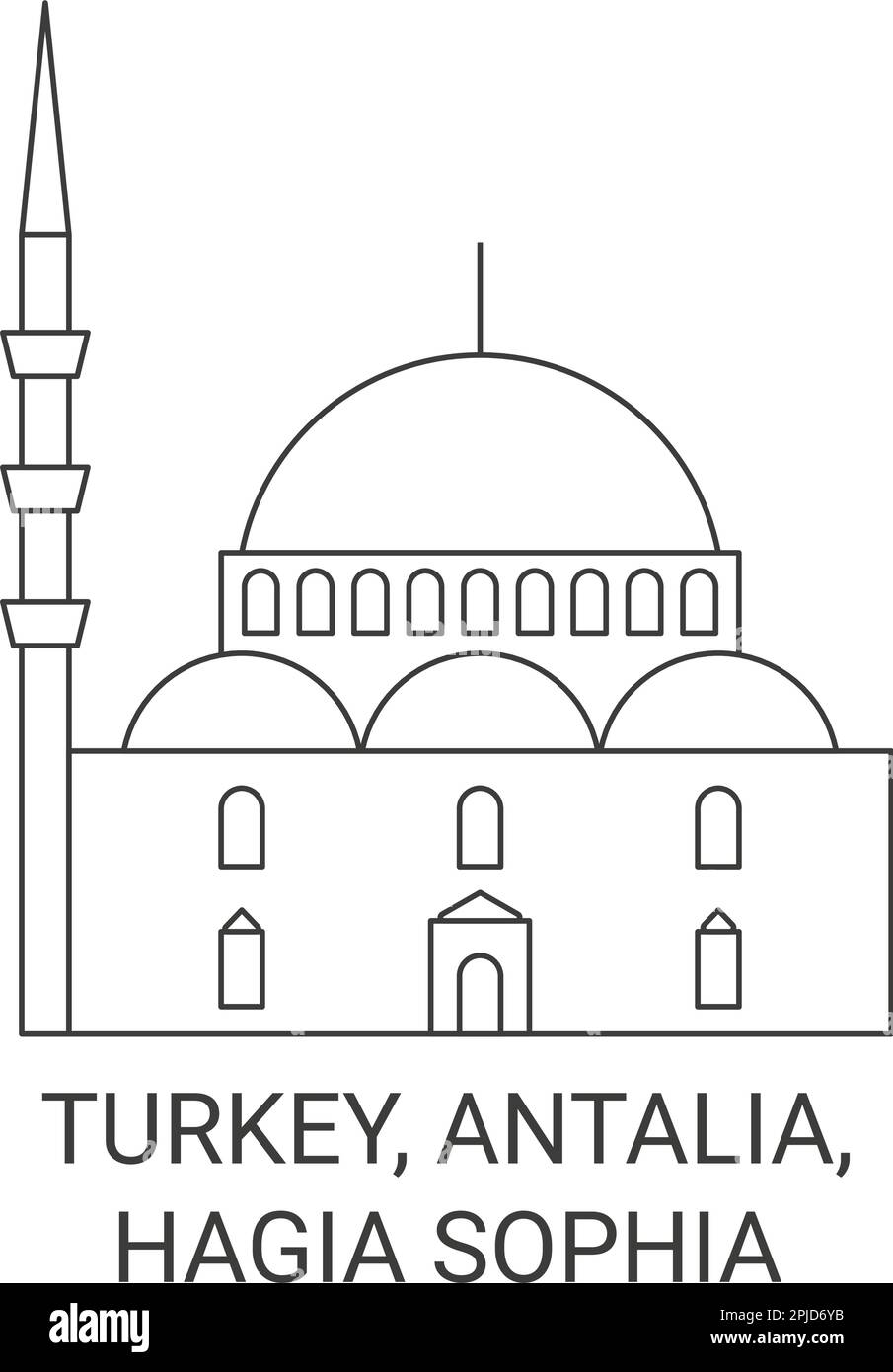 Turkey, Antalia, Hagia Sophia travel landmark vector illustration Stock Vector