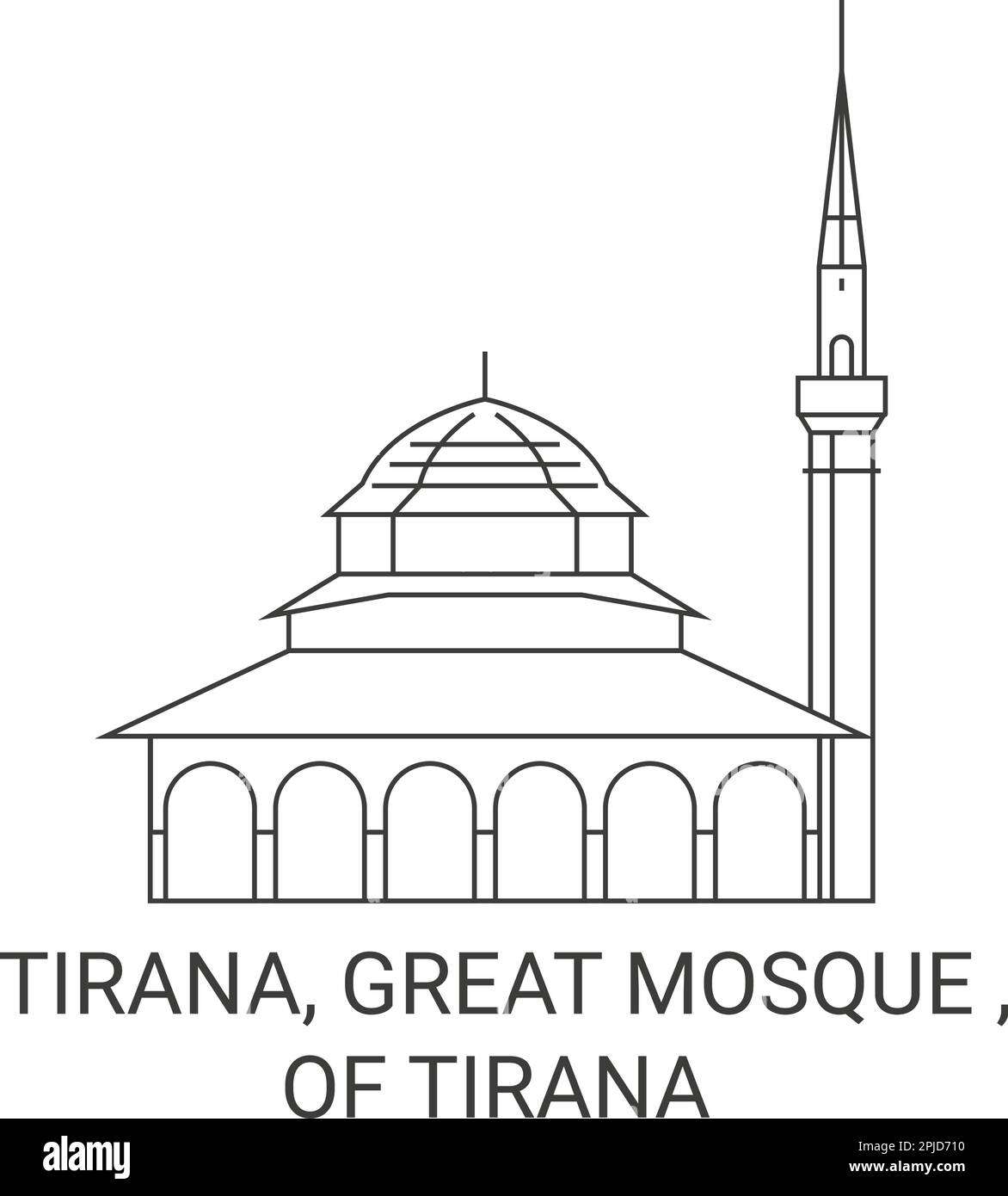 Albania, Tirana, Great Mosque , Of Tirana travel landmark vector illustration Stock Vector