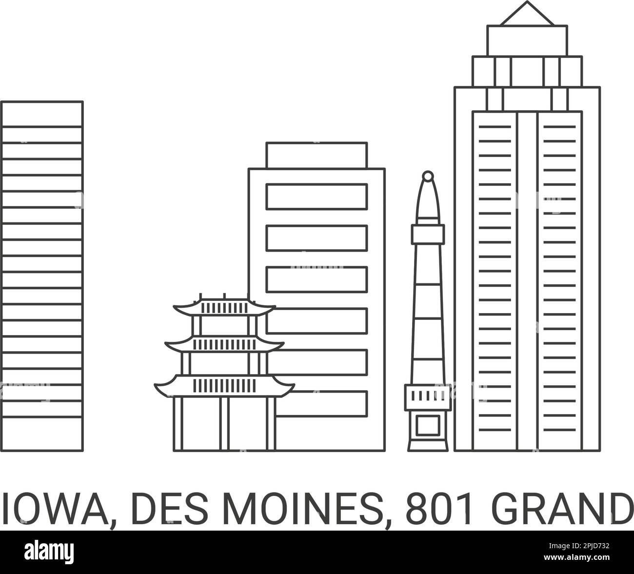 United States, Iowa, Des Moines, 80 Grand, travel landmark vector illustration Stock Vector