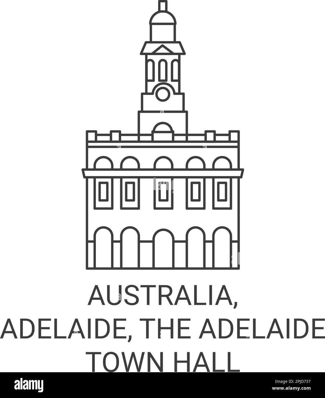 Australia, Adelaide, The Adelaide Town Hall travel landmark vector illustration Stock Vector