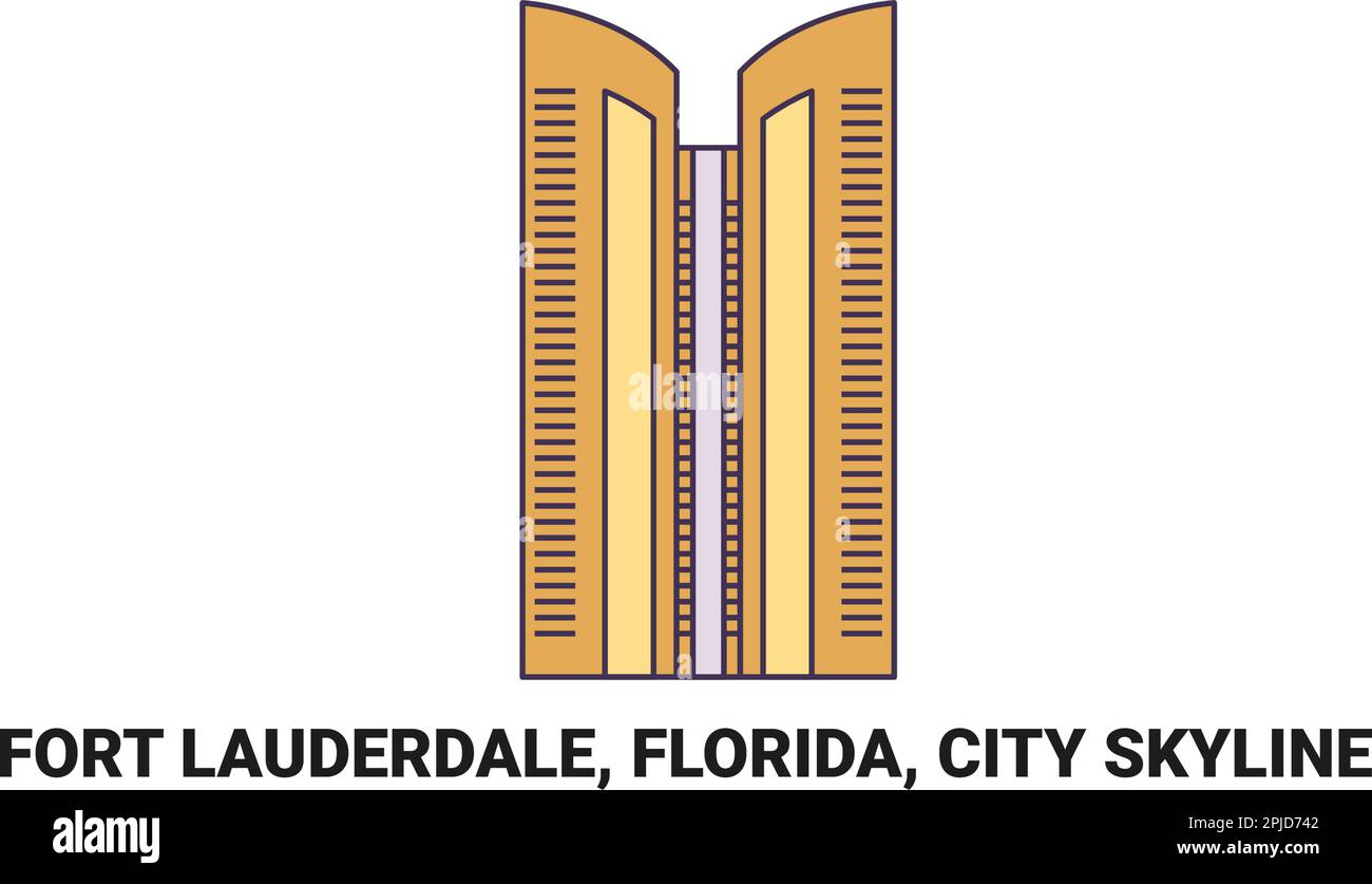 United States, Fort Lauderdale, Florida, City Skyline, travel landmark vector illustration Stock Vector