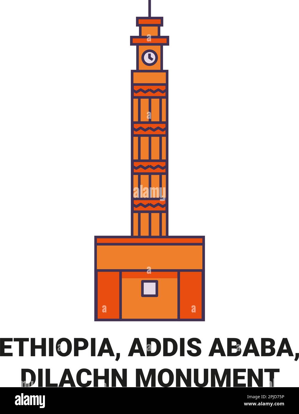 Ethiopia, Addis Ababa, Dilachn Monument travel landmark vector illustration Stock Vector