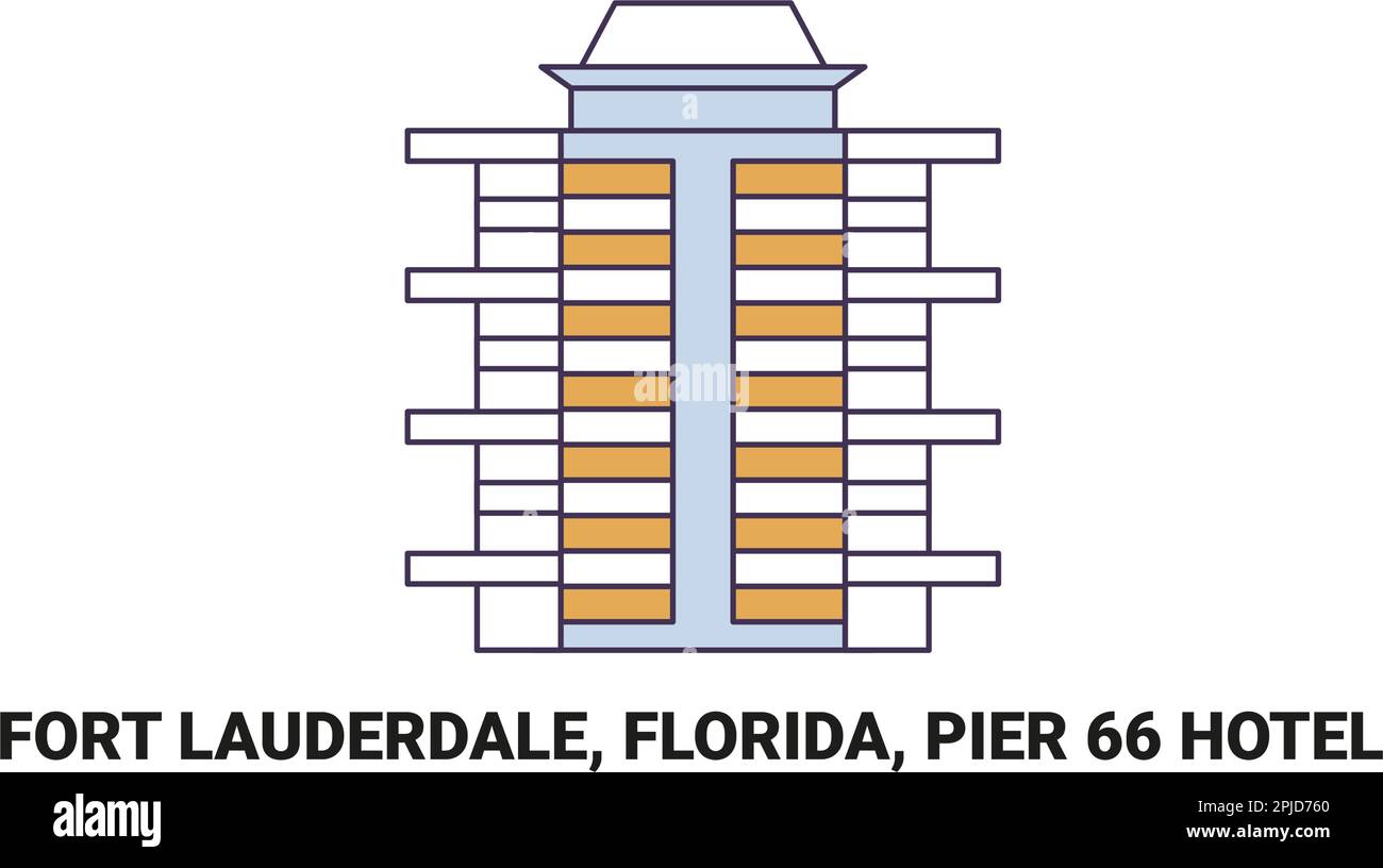 United States, Fort Lauderdale, Florida, Pier Hotel, travel landmark vector illustration Stock Vector
