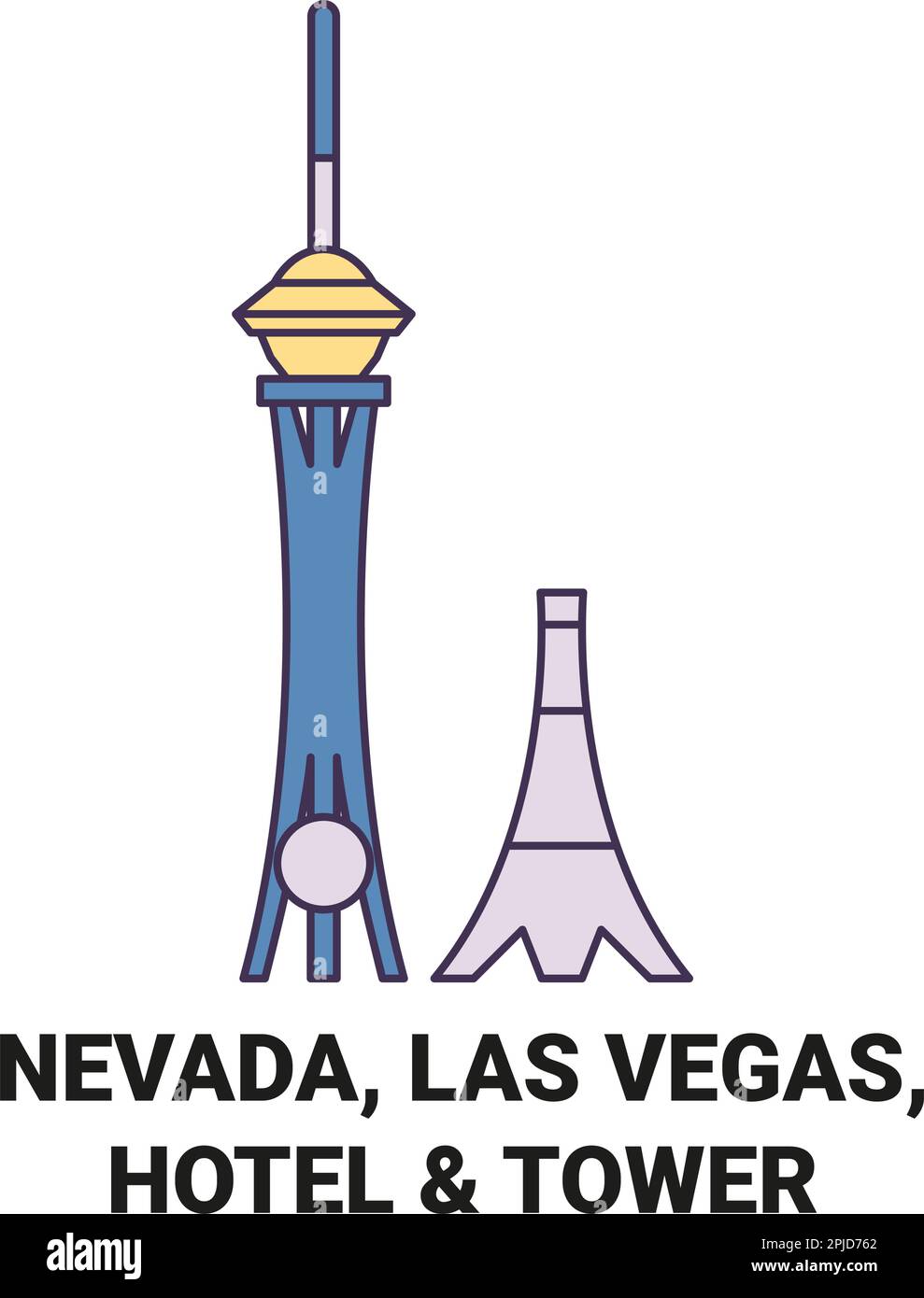 United States, Nevada, Las Vegas, Hotel & Tower travel landmark vector illustration Stock Vector