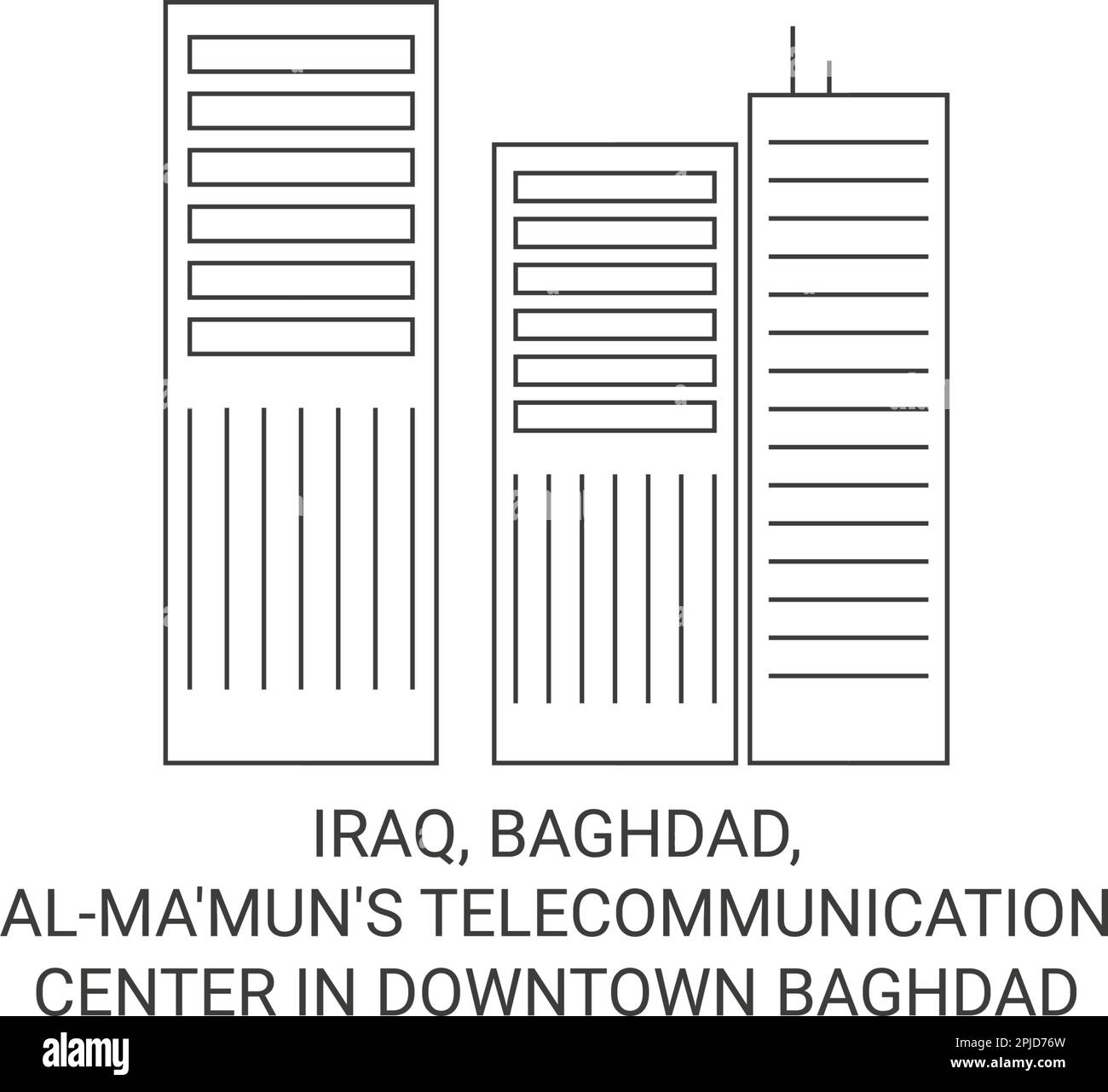 Iraq, Baghdad, Alma'mun's Telecommunication Center In Downtown Baghdad travel landmark vector illustration Stock Vector
