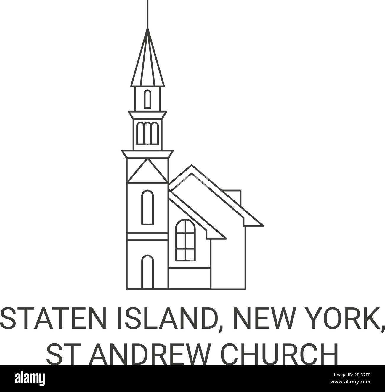 United States, Staten Island, New York, St Andrew Church travel landmark vector illustration Stock Vector