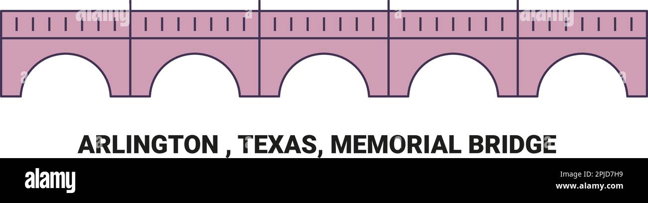 United States, Arlington , Texas, Memorial Bridge travel landmark vector illustration Stock Vector