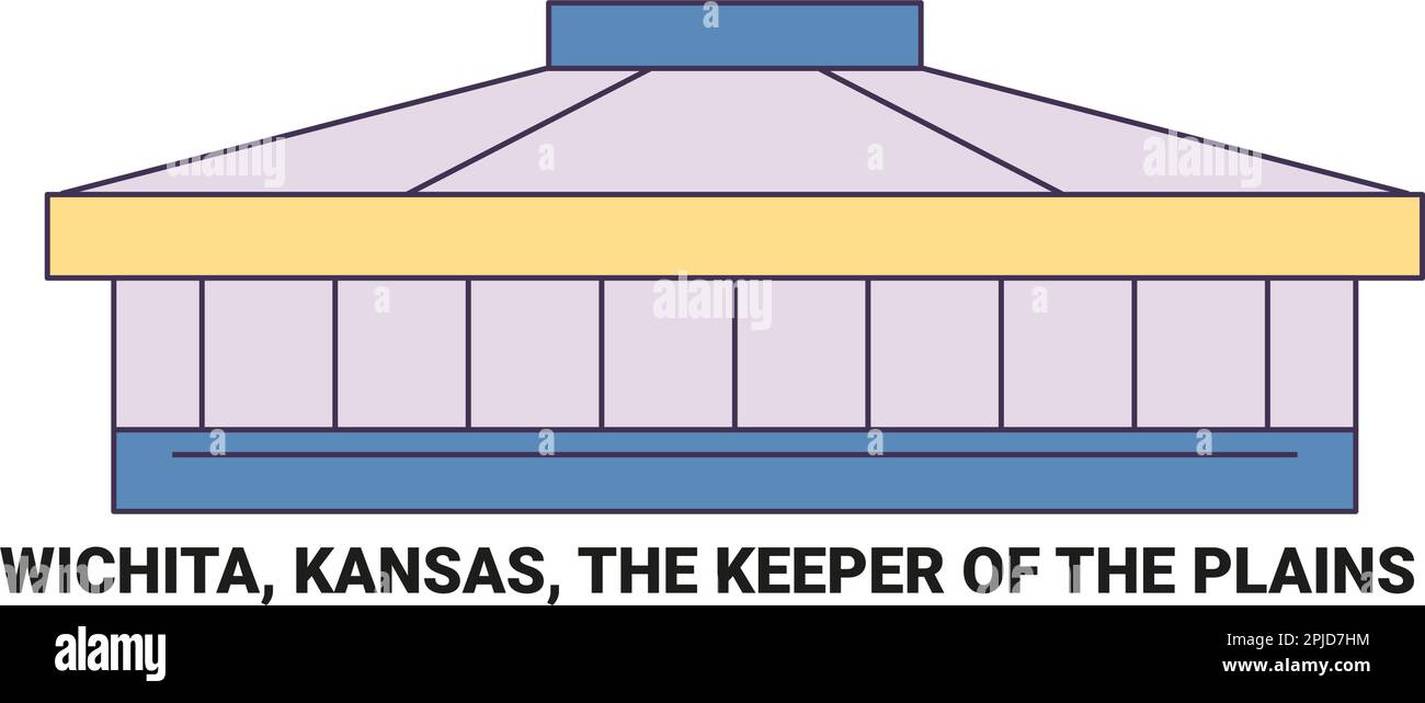 United States, Wichita, Kansas, The Keeper Of The Plains, travel landmark vector illustration Stock Vector