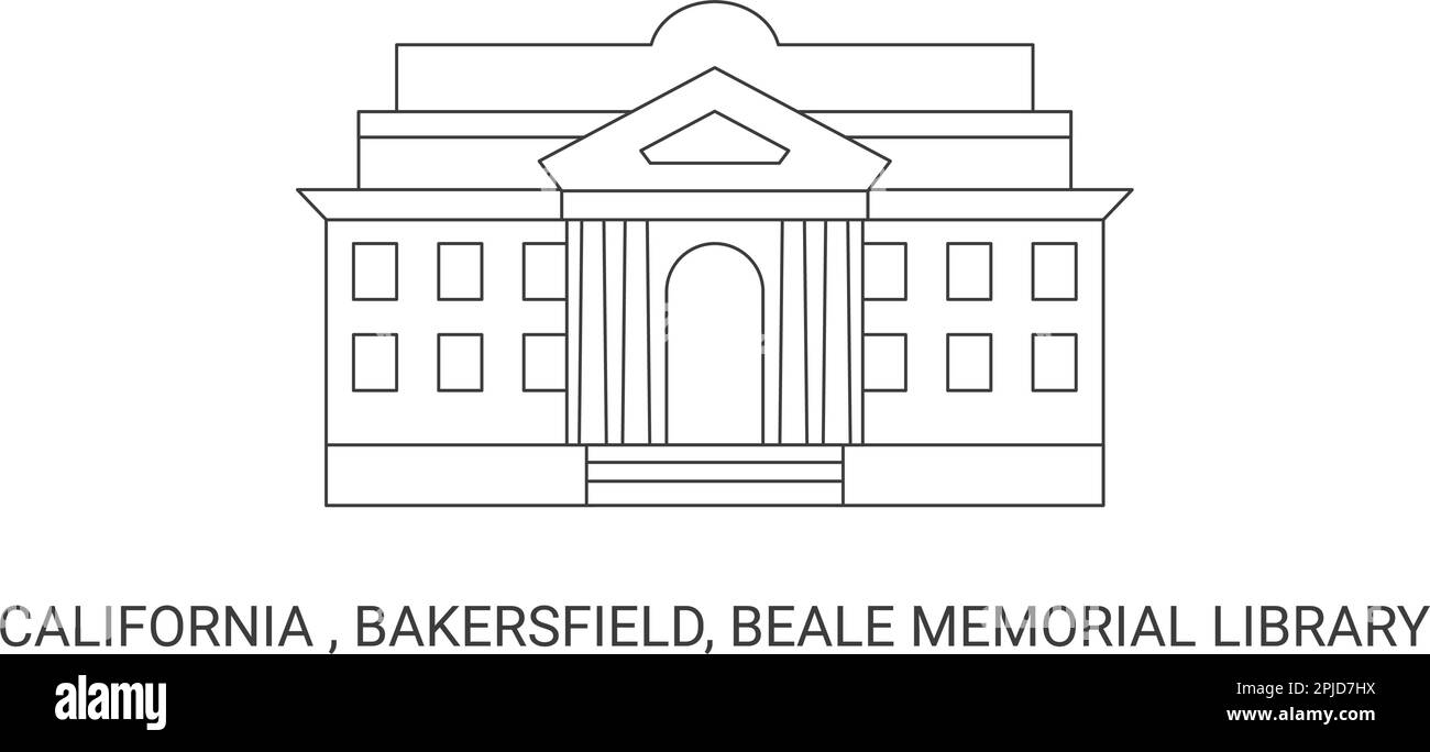 United States, California , Bakersfield, Beale Memorial Library, travel landmark vector illustration Stock Vector