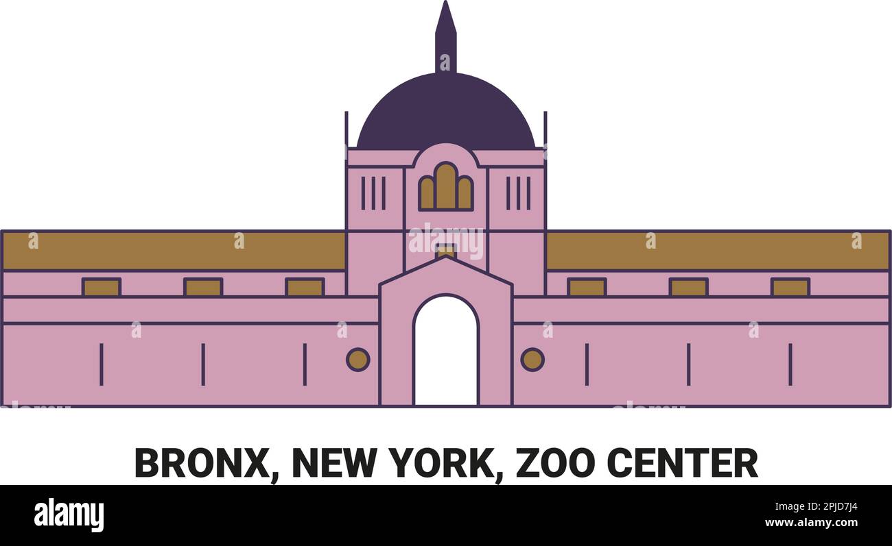 United States, Bronx, New York, Zoo Center, travel landmark vector illustration Stock Vector