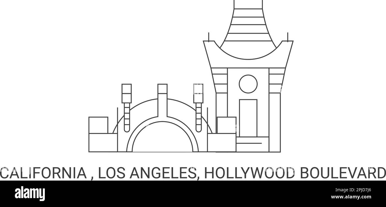 United States, California , Los Angeles, Hollywood Boulevard, travel landmark vector illustration Stock Vector