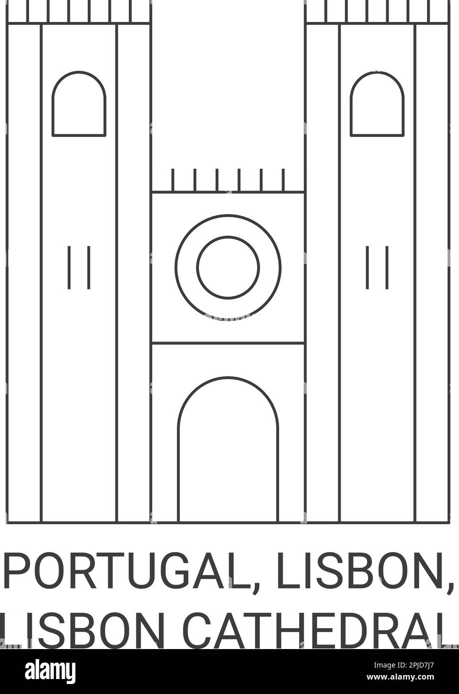 Portugal, Lisbon, Lisbon Cathedral travel landmark vector illustration Stock Vector