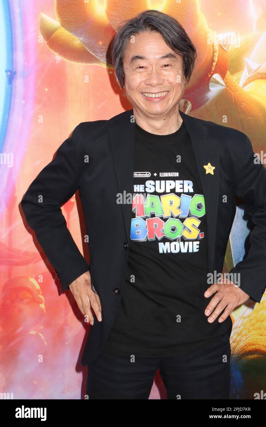 Shigeru Miyamoto 04/01/2023 The Special Screening of The Super Mario Bros.  Movie held at the Regal LA Live in Los Angeles, CA. Photo by I. Hasegawa /  HNW/ Picturelux Stock Photo - Alamy