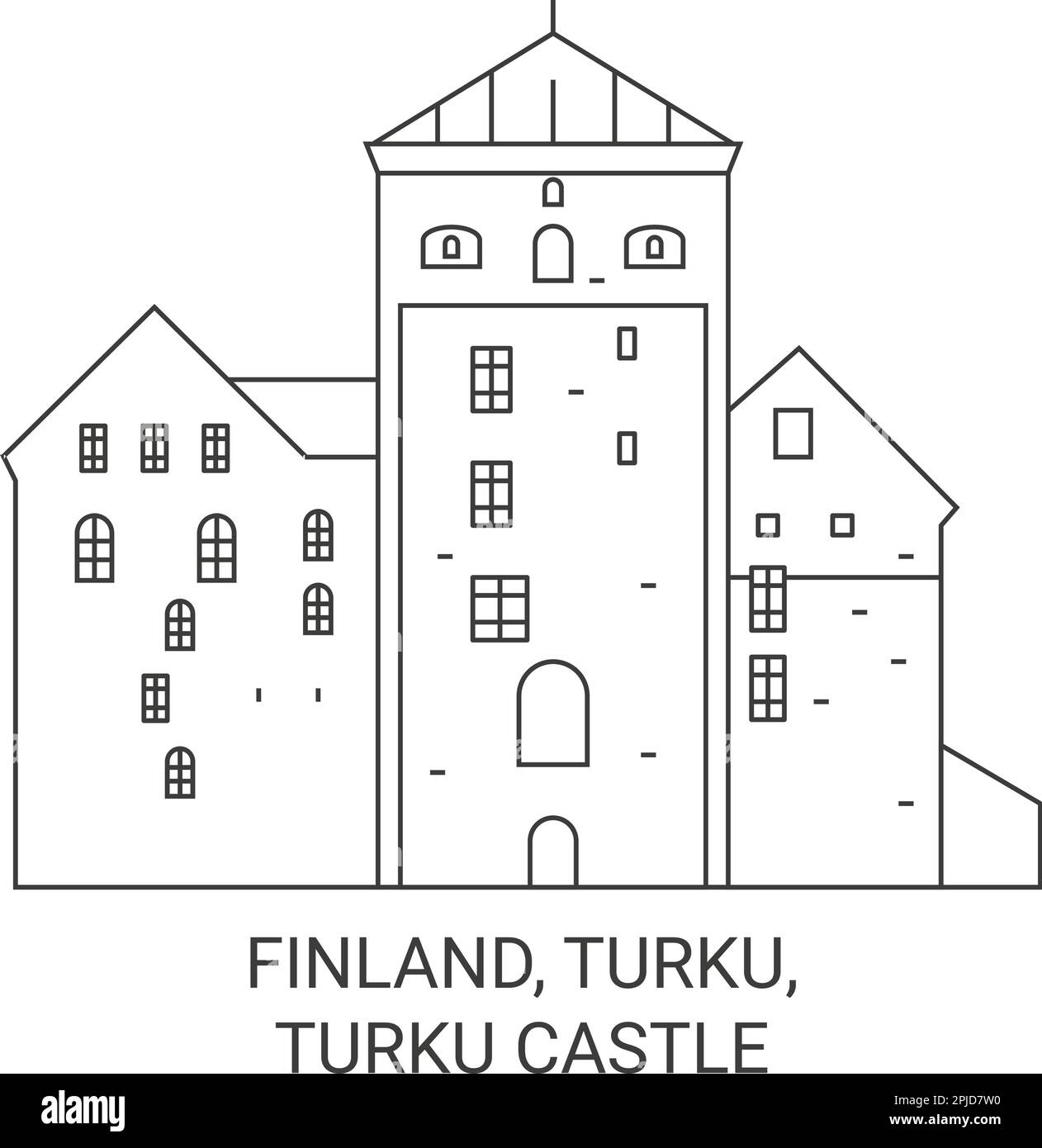 Finland, Turku, Turku Castle travel landmark vector illustration Stock Vector