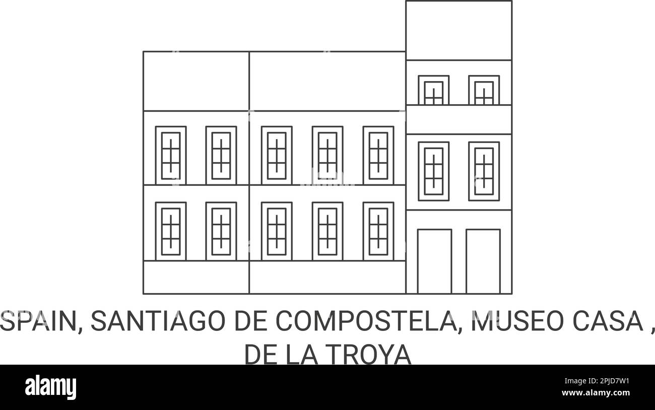 Spain, Santiago De Compostela, Museo Casa De La Troya travel landmark vector illustration Stock Vector