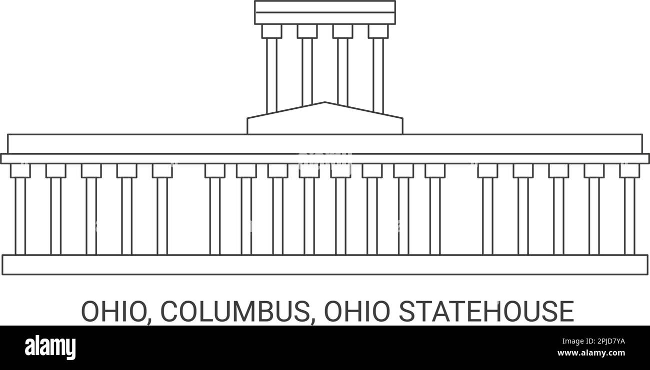 United States, Ohio, Columbus, Ohio Statehouse, travel landmark vector illustration Stock Vector