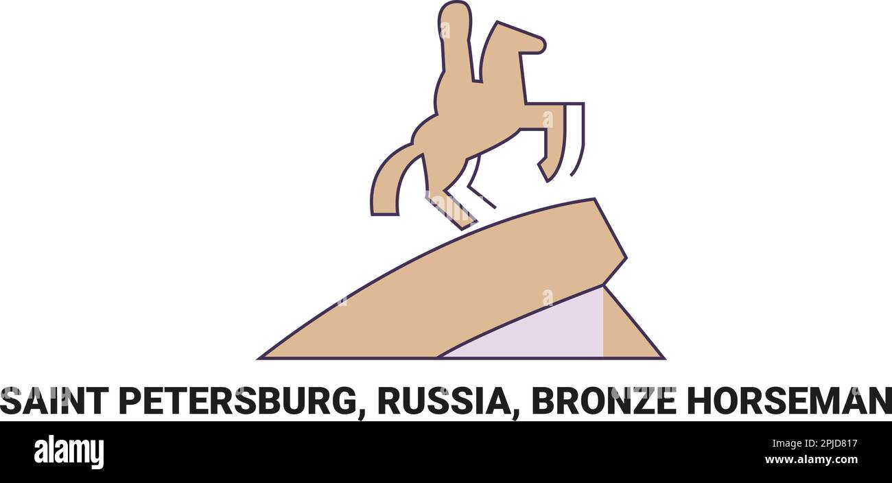 Russia, Saint Petersburg, Russia, Bronze Horseman, travel landmark vector illustration Stock Vector