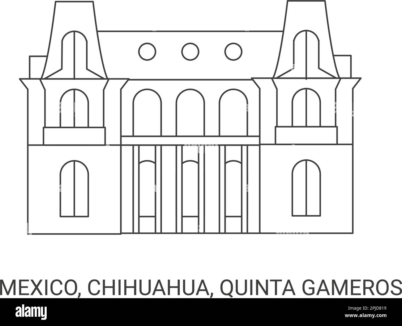 Mexico, Chihuahua, Quinta Gameros, travel landmark vector illustration Stock Vector