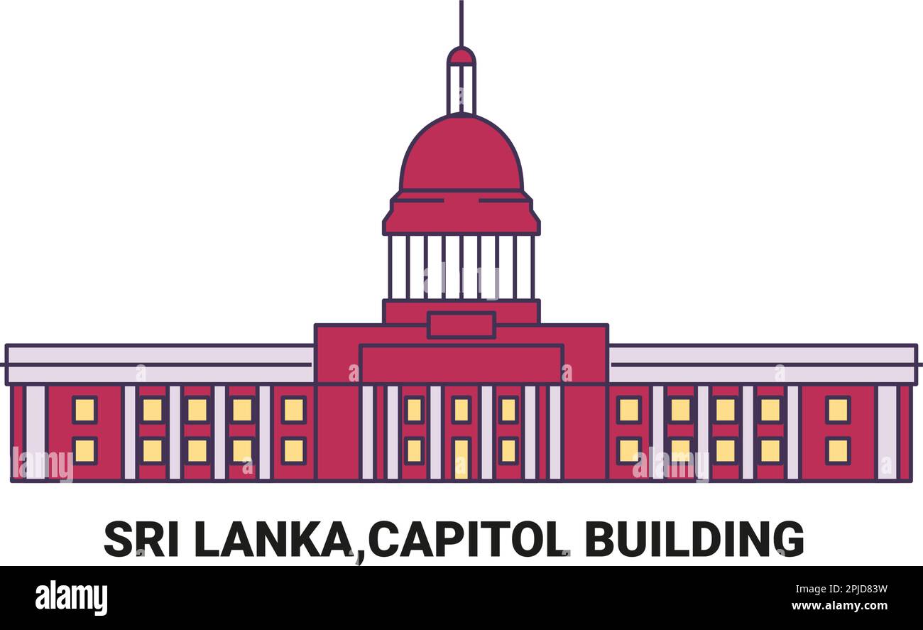 Sri Lanka,Capitol Building , travel landmark vector illustration Stock