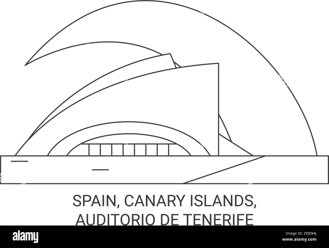 Spain, Canary Islands, Auditorio De Tenerife travel landmark vector illustration Stock Vector
