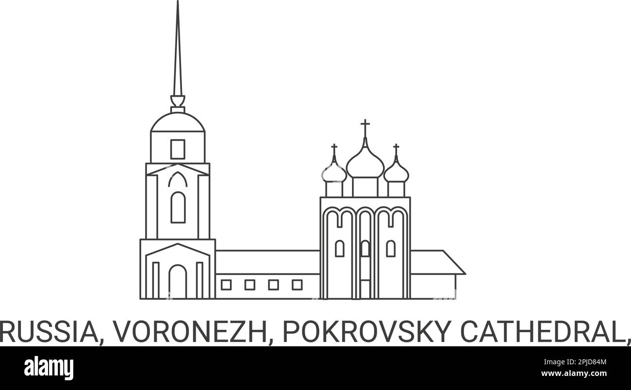 Russia, Voronezh, Pokrovsky Cathedral, travel landmark vector ...