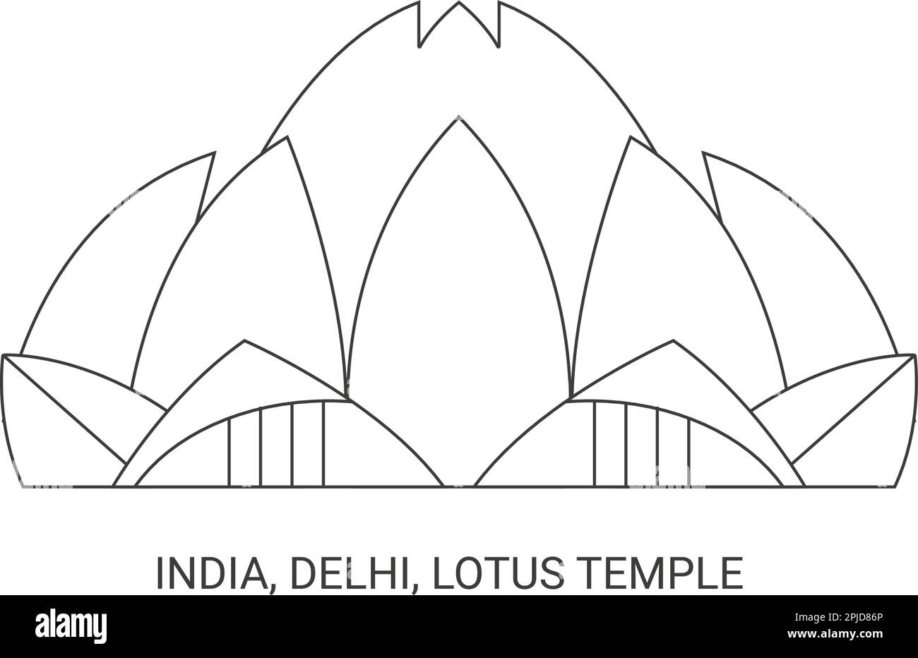 India, Delhi, Lotus Temple, travel landmark vector illustration Stock